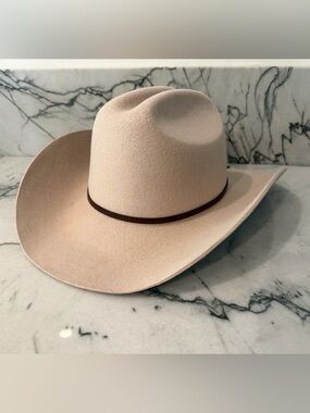 Men's Cream Western Felt Cowboy Hat with Brown Band XL